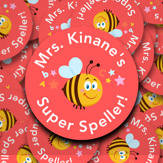 Super Speller Bee Personalised teacher stickers