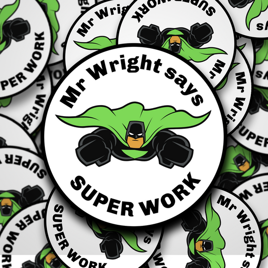 Superhero personalised teacher reward stickers