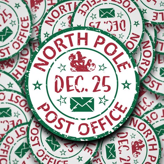 North pole post office christmas stickers