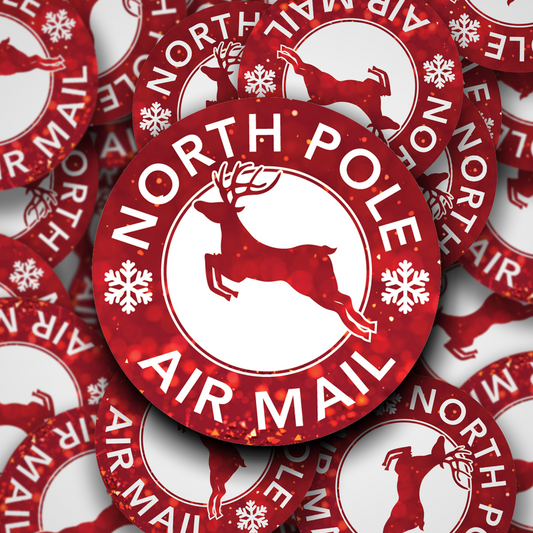 North Pole Air Mail Christmas Stickers