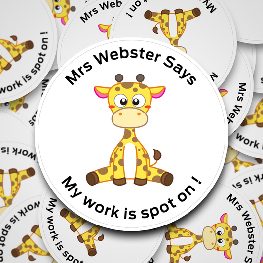 Spot on Giraffe Personalised teacher stickers