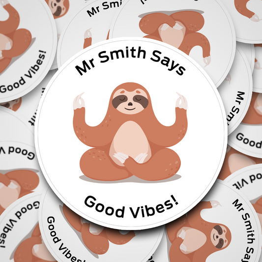 Sloth personalised teacher stickers