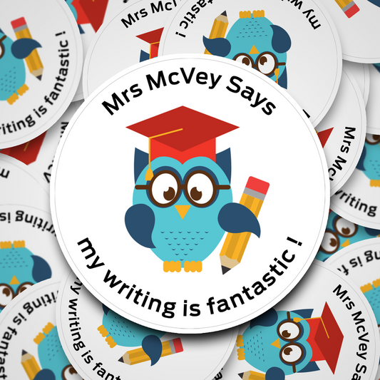 Writing Owl Personalised teacher stickers