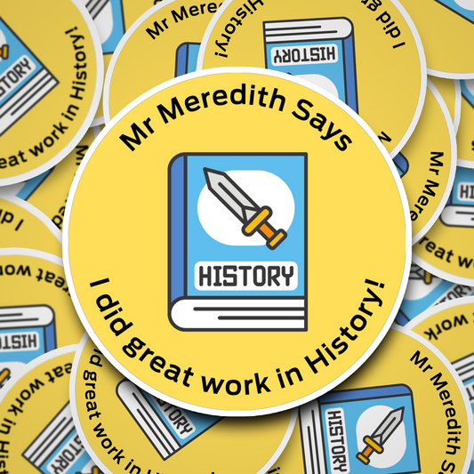 Great work in History Personalised teacher stickers