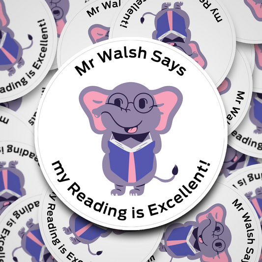 Excellent reading Elephant Personalised teacher stickers