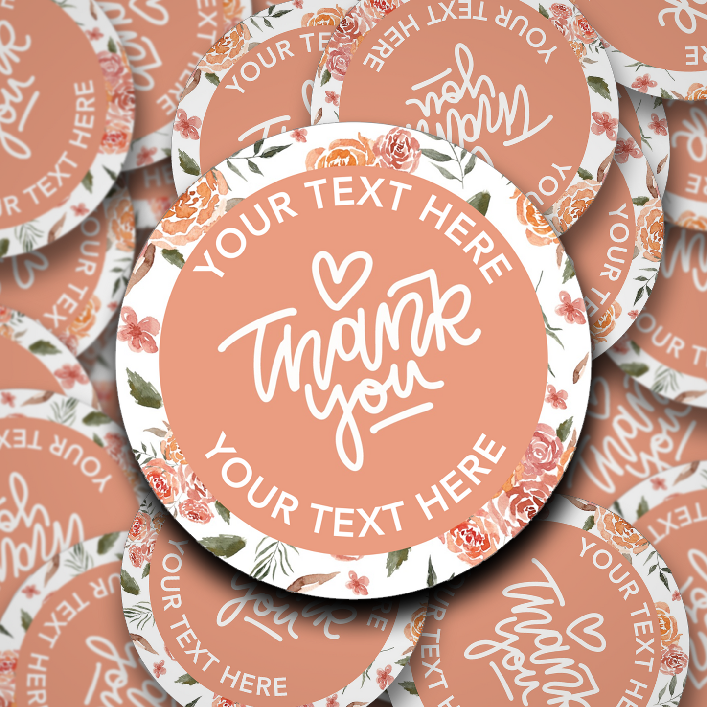 Personalised flower border thank you stickers | Party Stickers