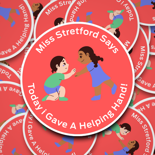 Helping hand personalised Teacher stickers