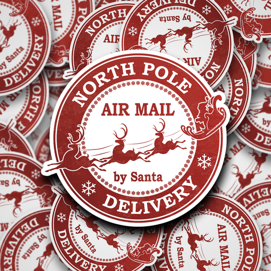 North pole delivery Airmail by Santa Christmas Stickers