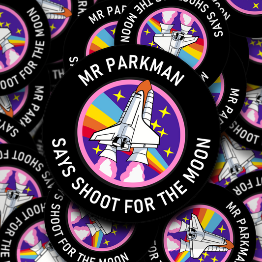 Shoot for the moon personalised teacher stickers