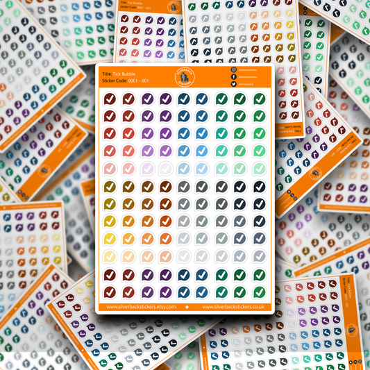 108 assorted colour tick planner stickers pack | 3 Colour Options