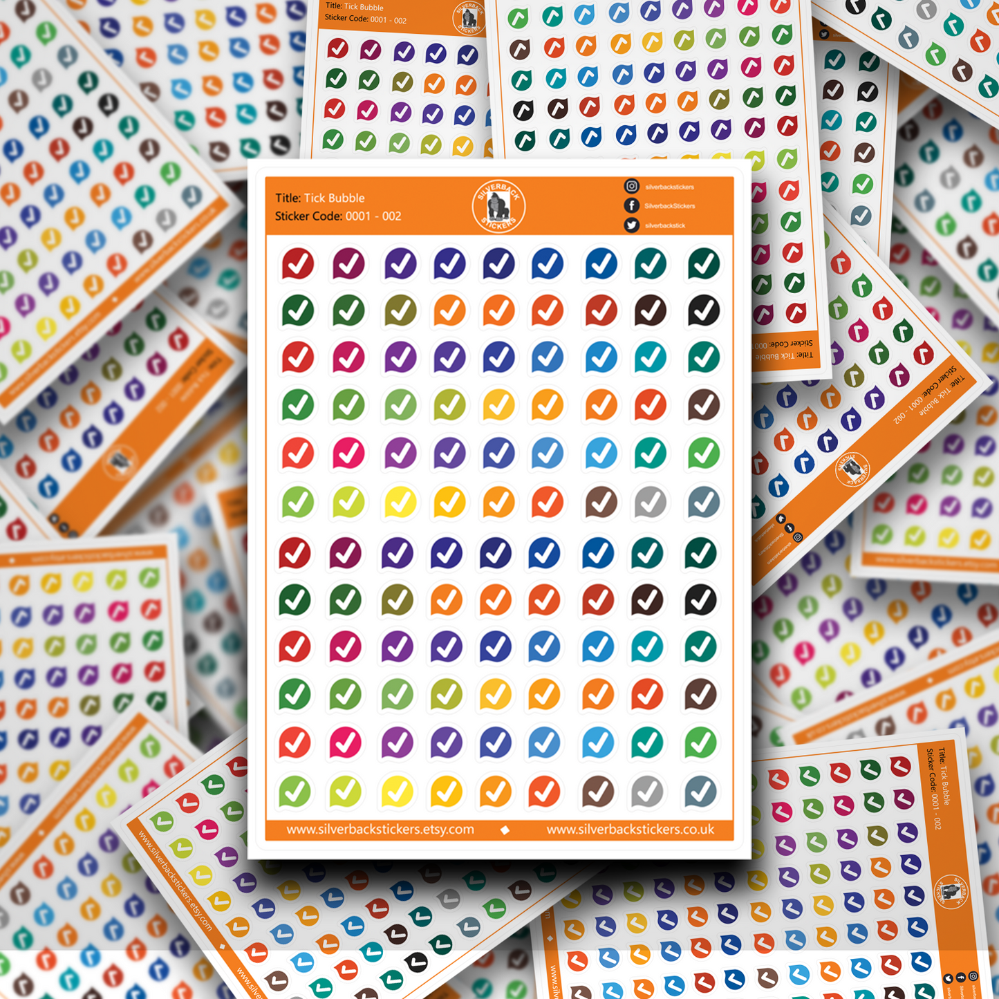 108 assorted colour tick planner stickers pack | 3 Colour Options