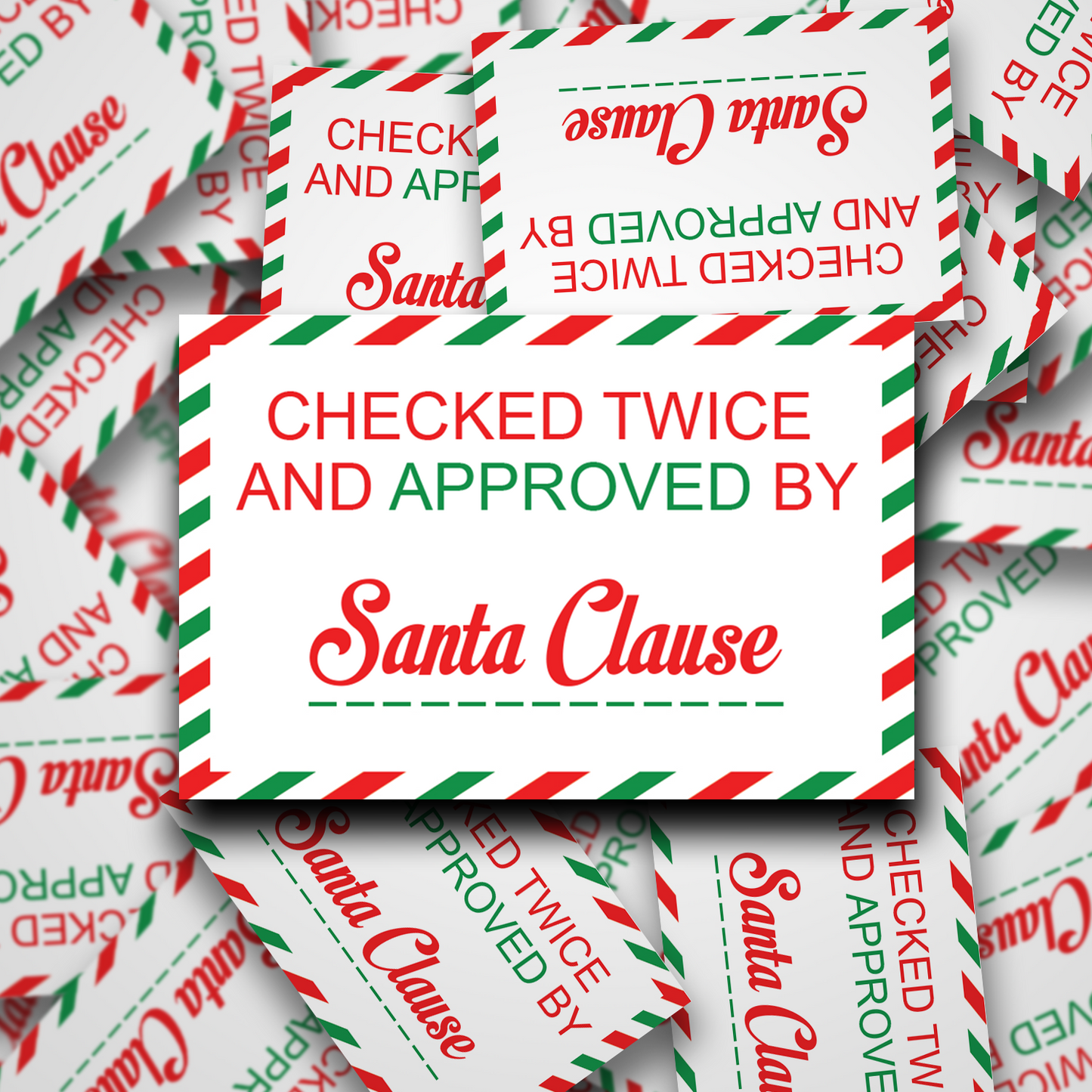 Checked twice and approved by Santa Clause Christmas Stickers