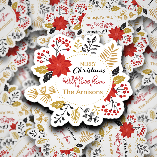 Floral Christmas wreath design with personalisation