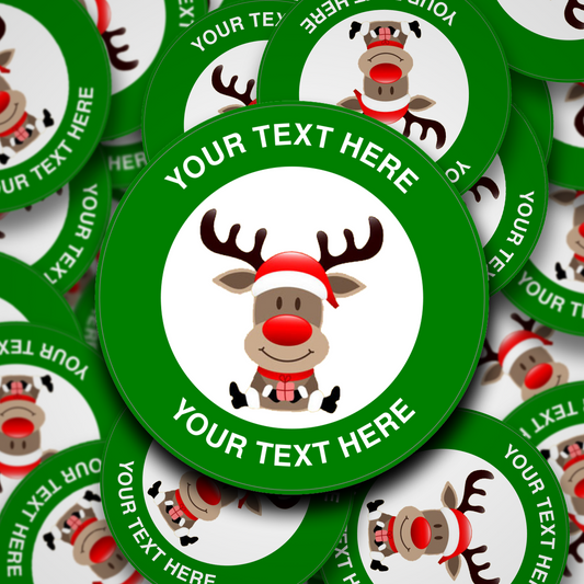 Delivered by Rudolph personalised Christmas Stickers in 9 Colours