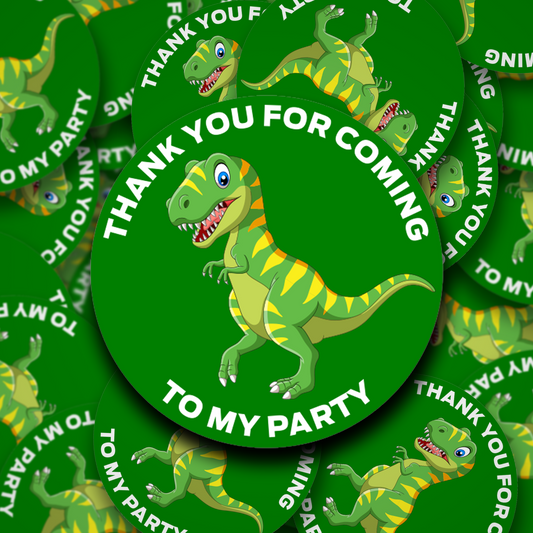 T-Rex Dinosaur birthday party stickers that can be personalised |Party Bag