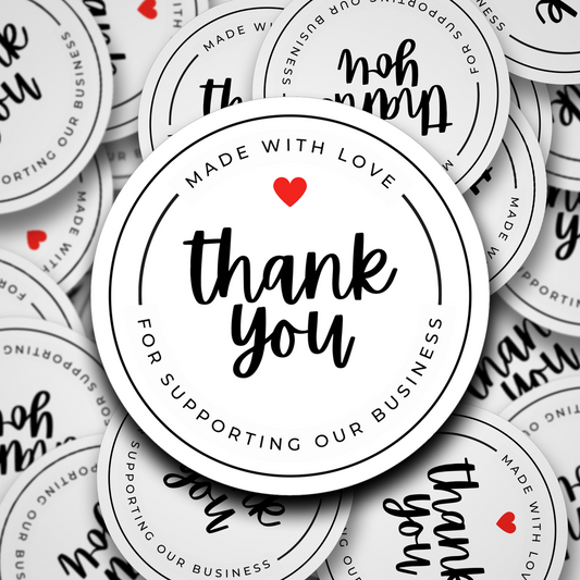 Made with love thank you for supporting our business clear stickers
