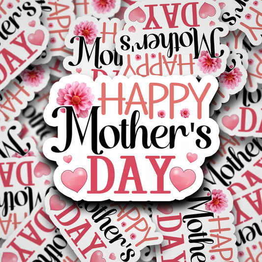 Mothers day flowers and hearts stickers
