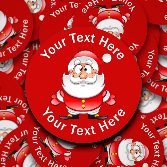Boggle Eyed Santa personalised Christmas Stickers - 9 Colour Options