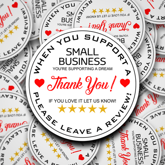 Small Business Thank You Stickers | review stickers | 5 star review stickers