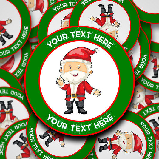 Sparkly text personalised Santa Christmas Stickers