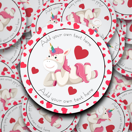 Unicorn Hearts personalised valentines day stickers