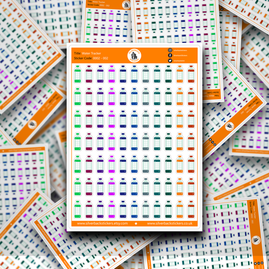 77 Assorted colour water tracking planner stickers