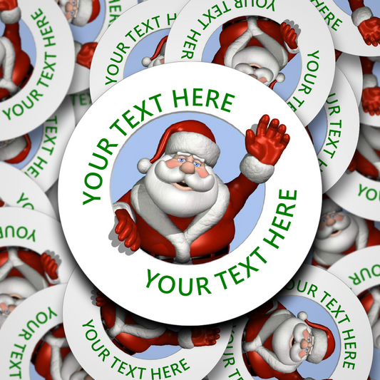 Waving santa personalised Christmas stickers