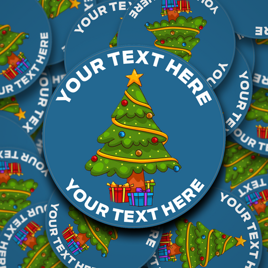 Christmas tree personalised Christmas stickers - 6 Colour Options