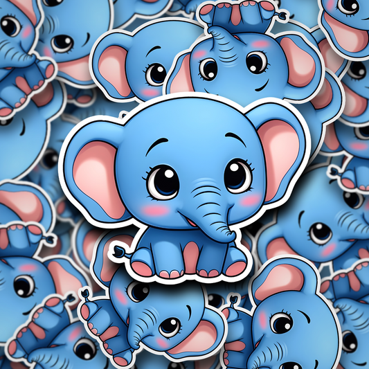 Cute baby blue elephant sticker - Laptop Sticker - Water bottle Sticker - Cute vinyl sticker