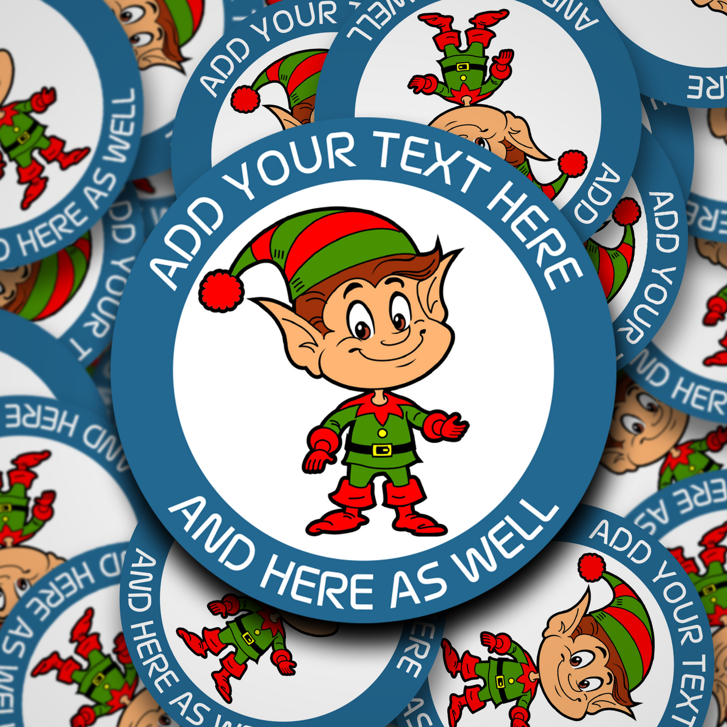 Elfie personalised christmas stickers - 6 Colour Choices