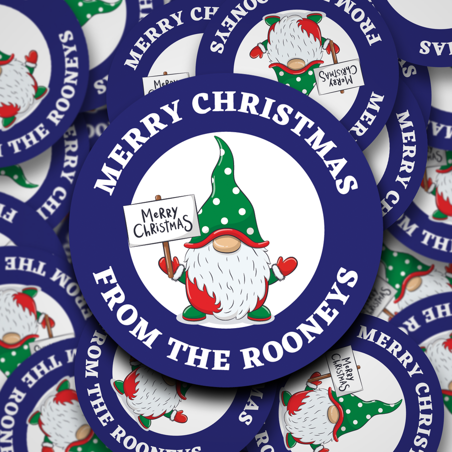 Gnome Merry Christmas personalised stickers - 9 Colours