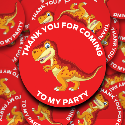 T-Rex personalised Dinosaur birthday stickers - Birthday Party Bag Stickers
