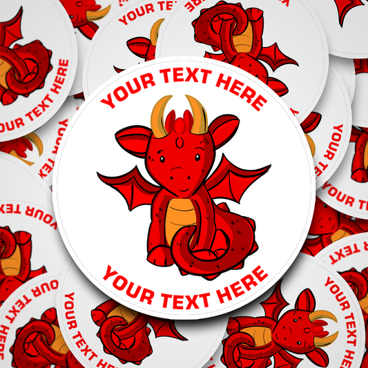 Red Dragon birthday party stickers that can be personalised | Party Bag