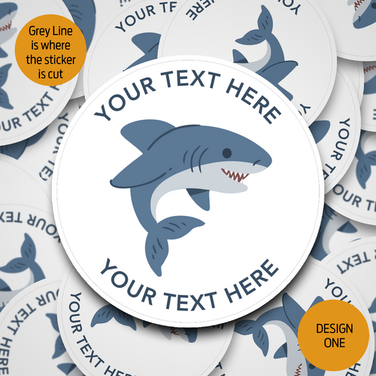 Shark birthday stickers | 4 shark sticker designs that can be personalised