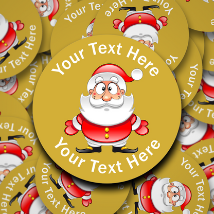 Boggle Eyed Santa personalised Christmas Stickers - 9 Colour Options