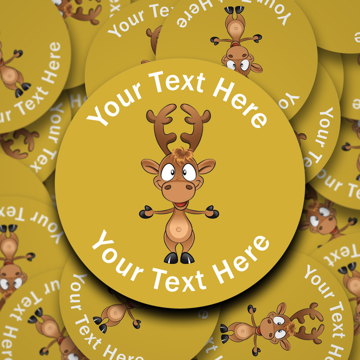 Boggle Eyed Reindeer personalised Christmas stickers - 9 Colour Options