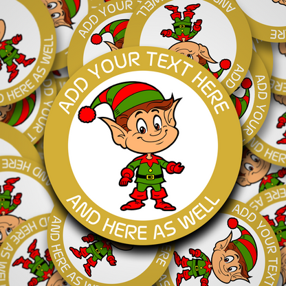 Elfie personalised christmas stickers - 6 Colour Choices