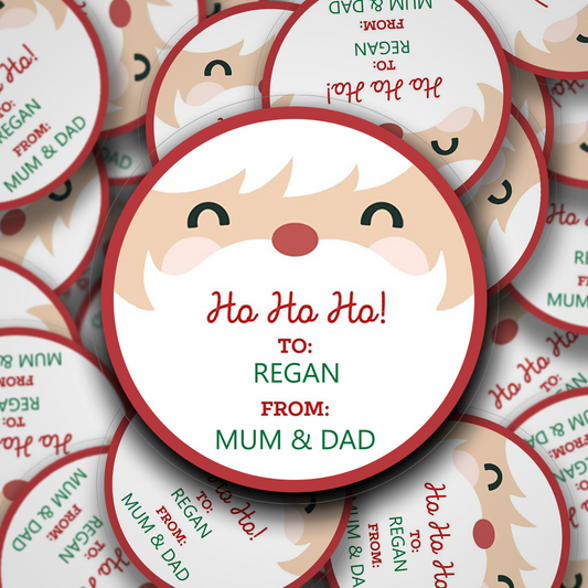 Ho Ho Ho santa's beard personalised Christmas stickers