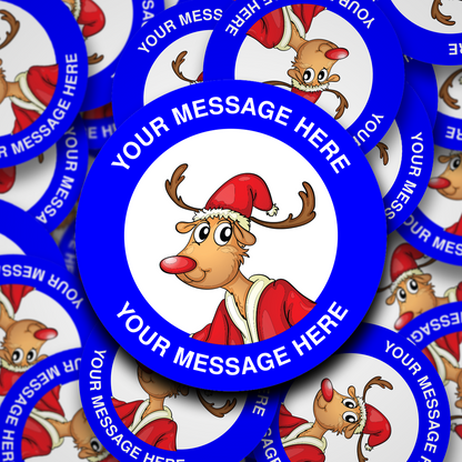 Simple Rudolph - Personalised Christmas Stickers - 9 Colour Choices