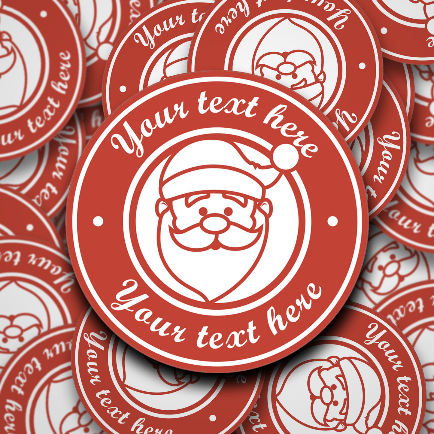 Santa personalised Christmas stickers in Christmas red