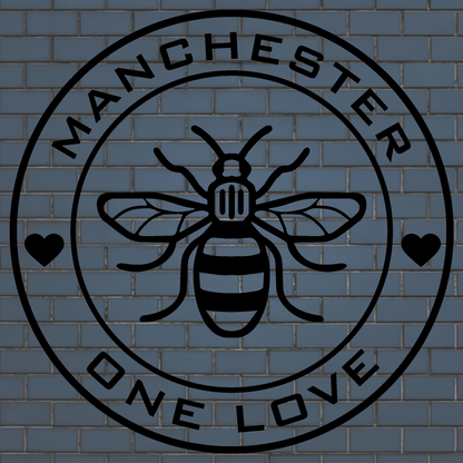 Manchester One Love decal with a Manchester worker bee centre
