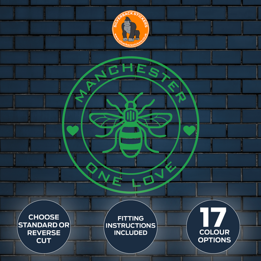 Manchester One Love decal with a Manchester worker bee centre