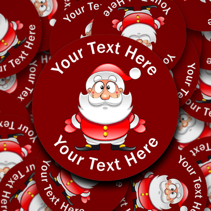 Boggle Eyed Santa personalised Christmas Stickers - 9 Colour Options