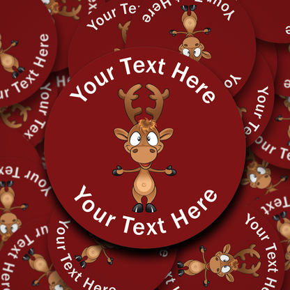 Boggle Eyed Reindeer personalised Christmas stickers - 9 Colour Options