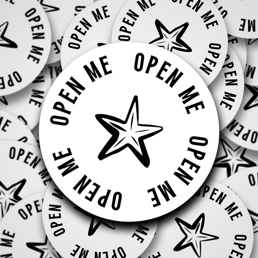 Clear Vinyl "Open Me" Packaging Sticker - Enhance Your Unboxing Experience
