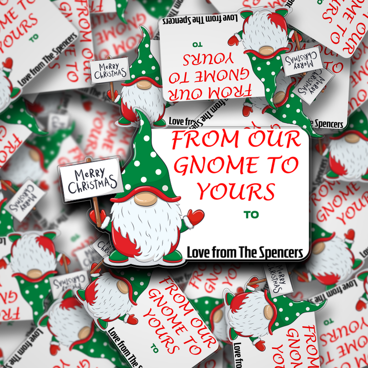 From our 'Gnome' to yours personalised Christmas stickers