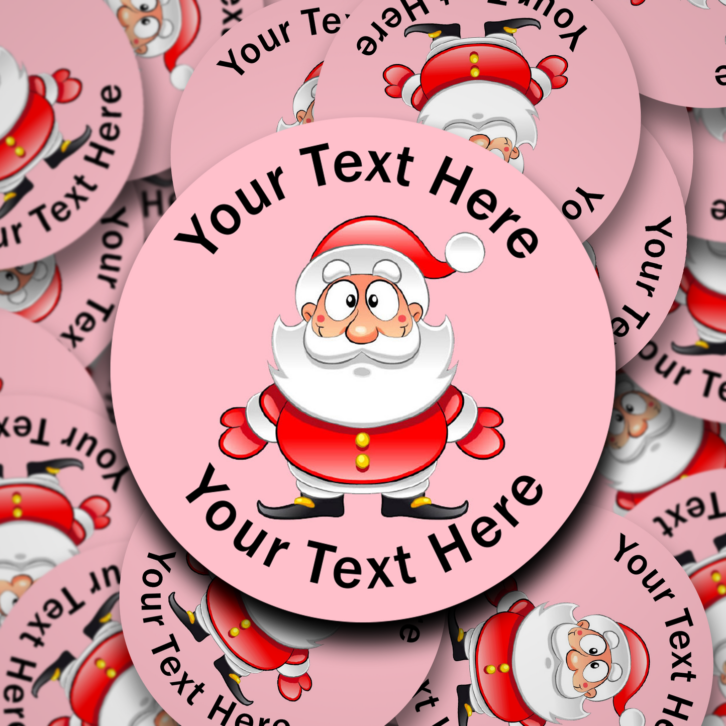 Boggle Eyed Santa personalised Christmas Stickers - 9 Colour Options