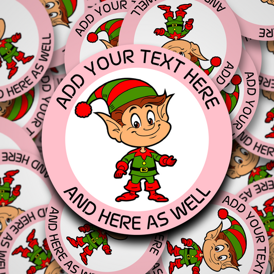 Elfie personalised christmas stickers - 6 Colour Choices