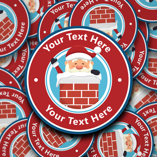 Santa stuck in chimney personalised Christmas stickers