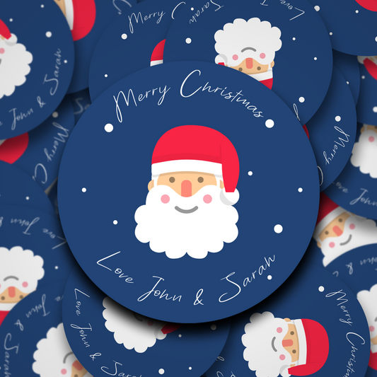 Merry Christmas Santa Face personalised stickers